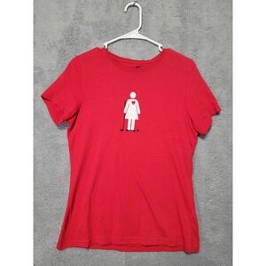 Kate Lord Womens T-Shirt sz Small‎ Red Stick Figure Loves Golf Sports